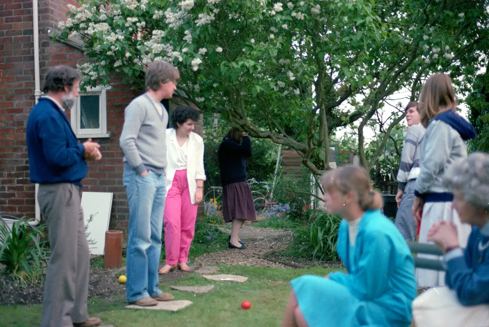 People mill around playing croquet, from Nosher's 18th Birthday, Barton on Sea, Hampshire - 26th May 1985