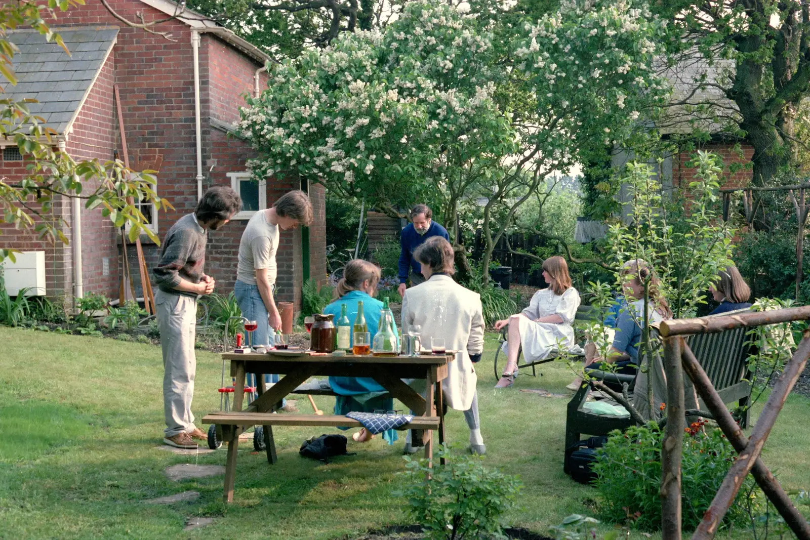Garden milling around, from Nosher's 18th Birthday, Barton on Sea, Hampshire - 26th May 1985