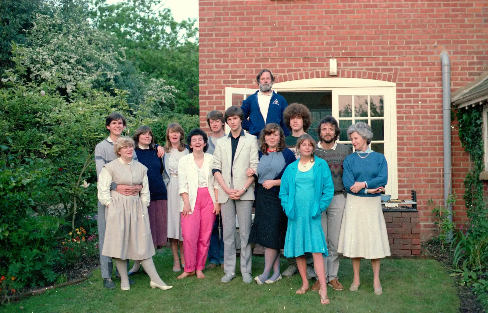 A group photo, from Nosher's 18th Birthday, Barton on Sea, Hampshire - 26th May 1985