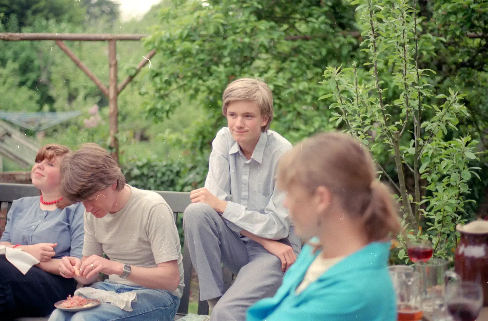 Nosher on the bench, from Nosher's 18th Birthday, Barton on Sea, Hampshire - 26th May 1985