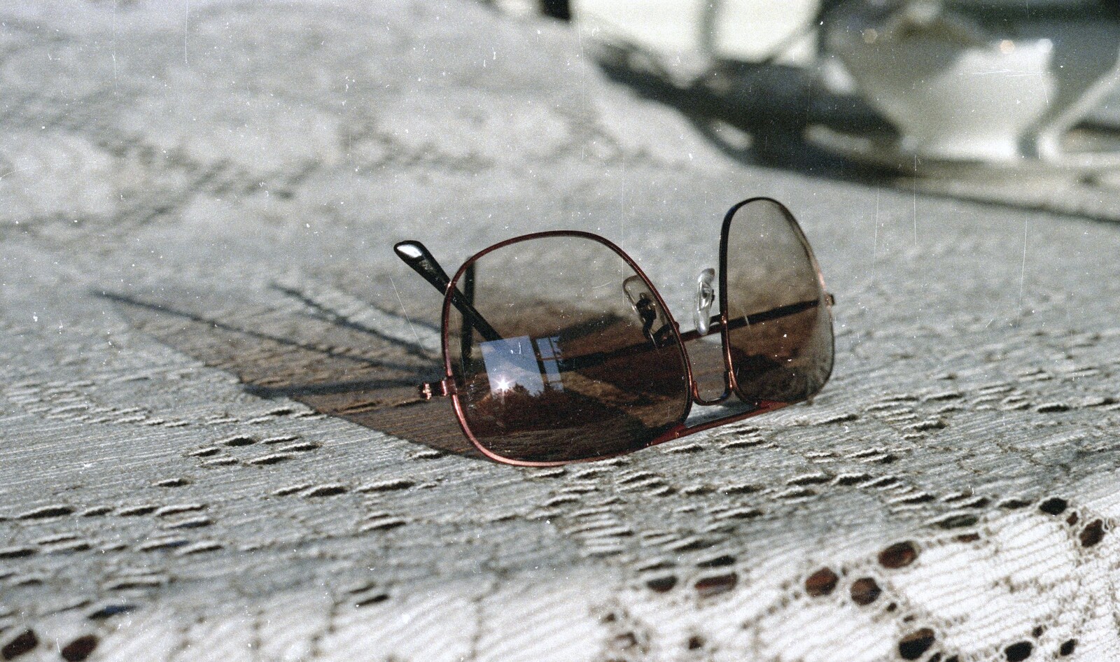 An attempt at an arty photo of sunglasses from Brockenhurst College Exams and Miscellany, Barton on Sea, Hampshire - 10th June 1985
