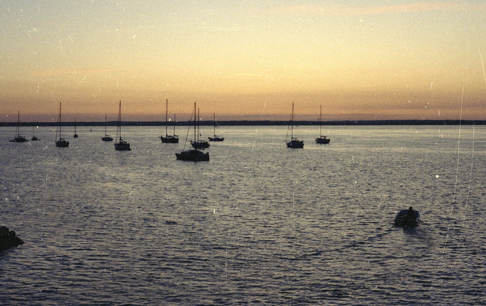 Sunset on the Solent, from the Lymington-Yarmouth Ferry from Brockenhurst College Exams and Miscellany, Barton on Sea, Hampshire - 10th June 1985