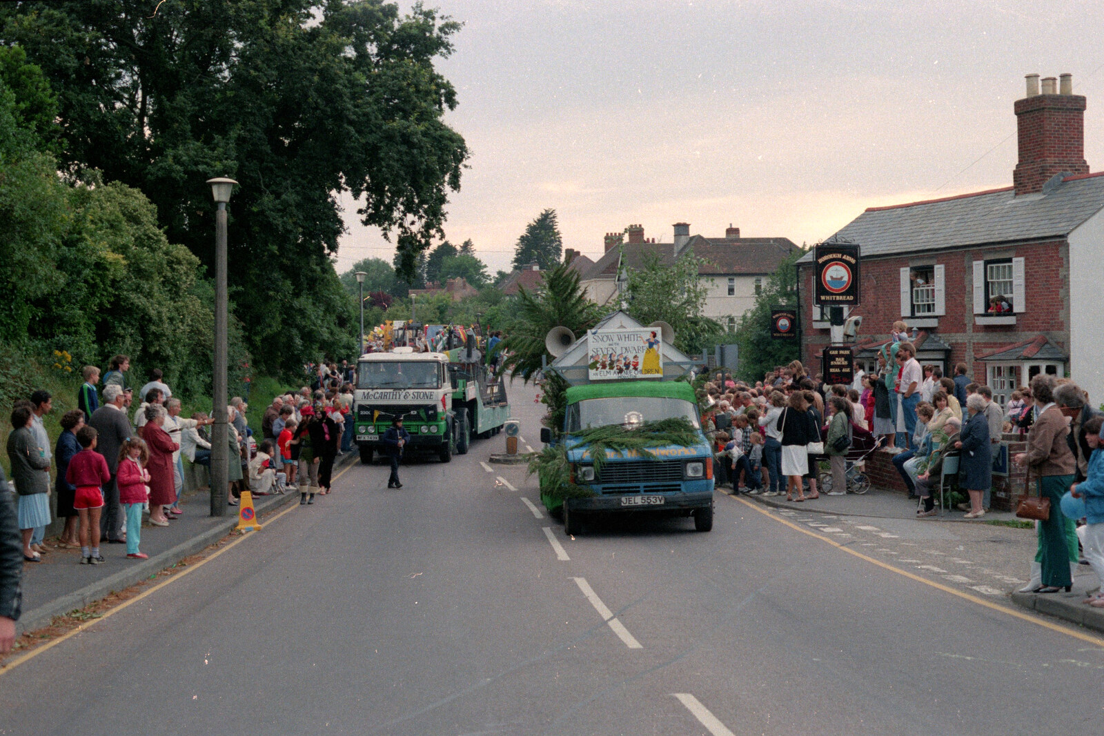 The McCarthy and Stone lorry negotiates a traffic island from The Lymington Carnival, Hampshire - 17th June 1985