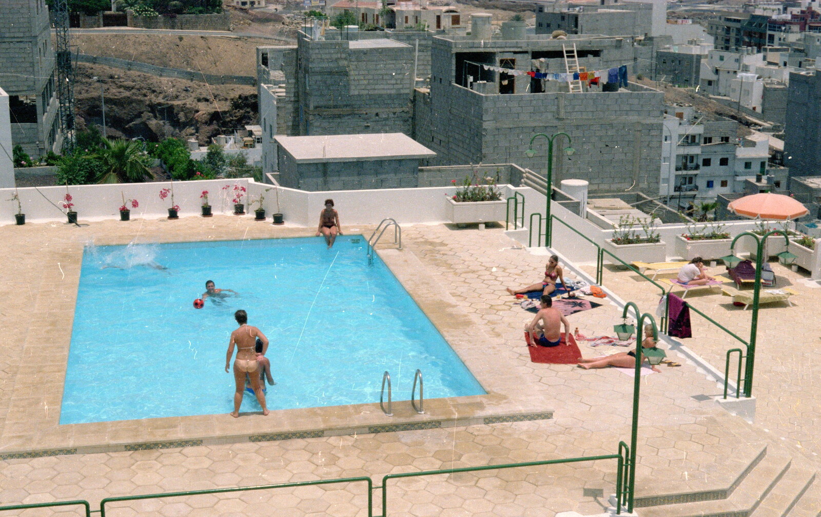 Swimming pool and building site from A Holiday in Los Christianos, Tenerife - 19th June 1985