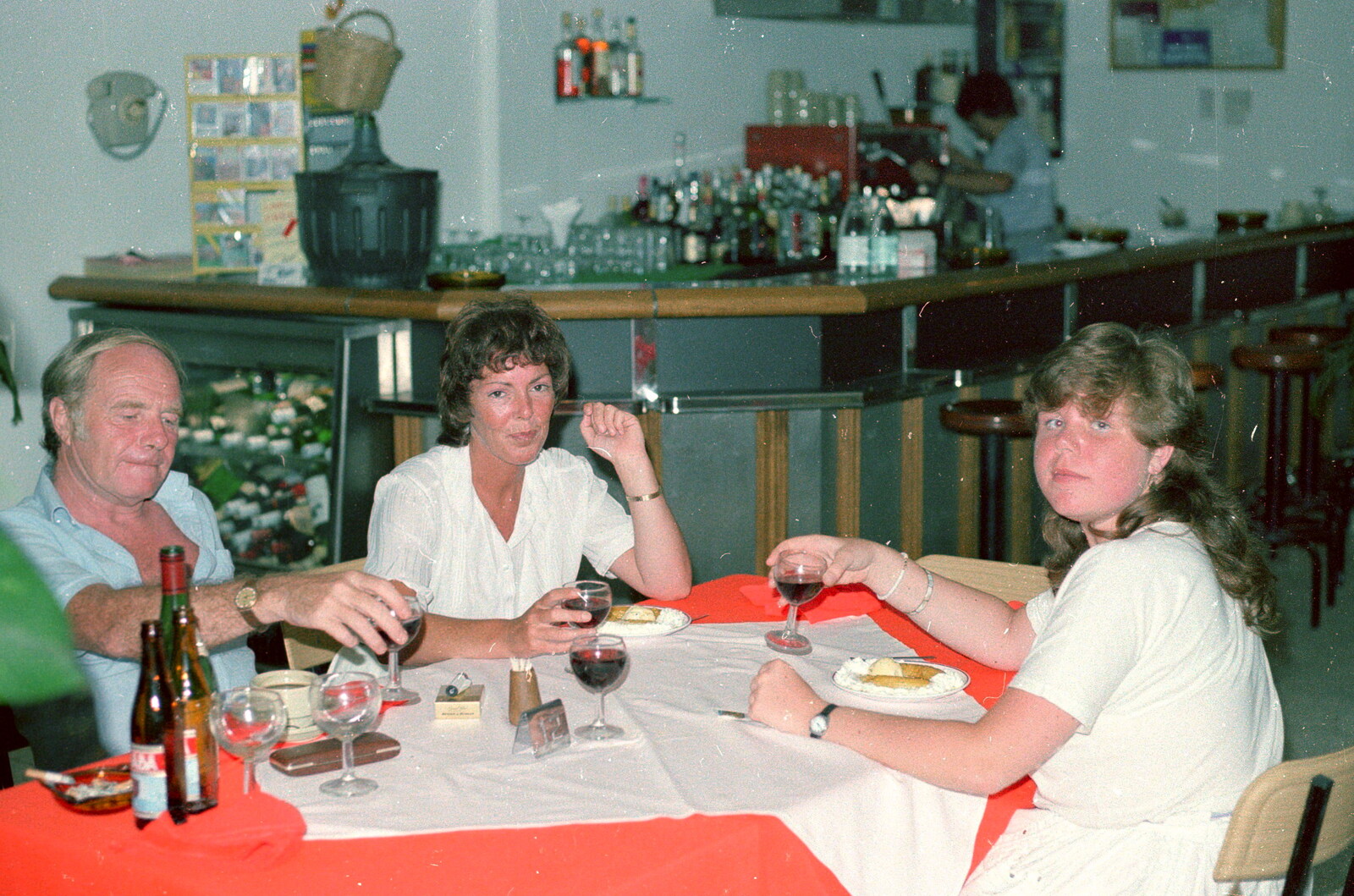 Dad, Maureen and Sis in a mountain restaurant from A Holiday in Los Christianos, Tenerife - 19th June 1985