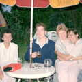 Liz, Jon, Anna and Phil in a pub garden somewhere, Nosher Goes Windsurfing, Macclesfield, Cheshire - 20th June 1985
