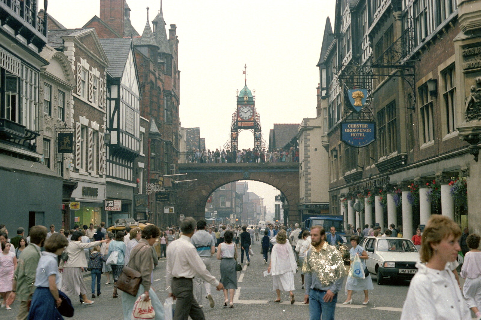 East Gate, in The middle of Chester from Nosher Goes Windsurfing, Macclesfield, Cheshire - 20th June 1985