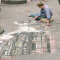 Some dude does some pavement pastel art in Chester, Nosher Goes Windsurfing, Macclesfield, Cheshire - 20th June 1985