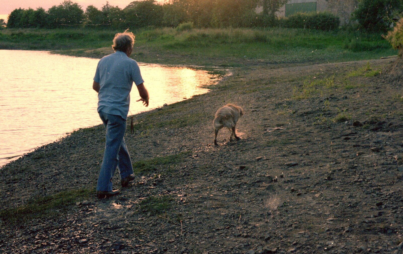 The Old Chap takes Brandy for a walk from Nosher Goes Windsurfing, Macclesfield, Cheshire - 20th June 1985