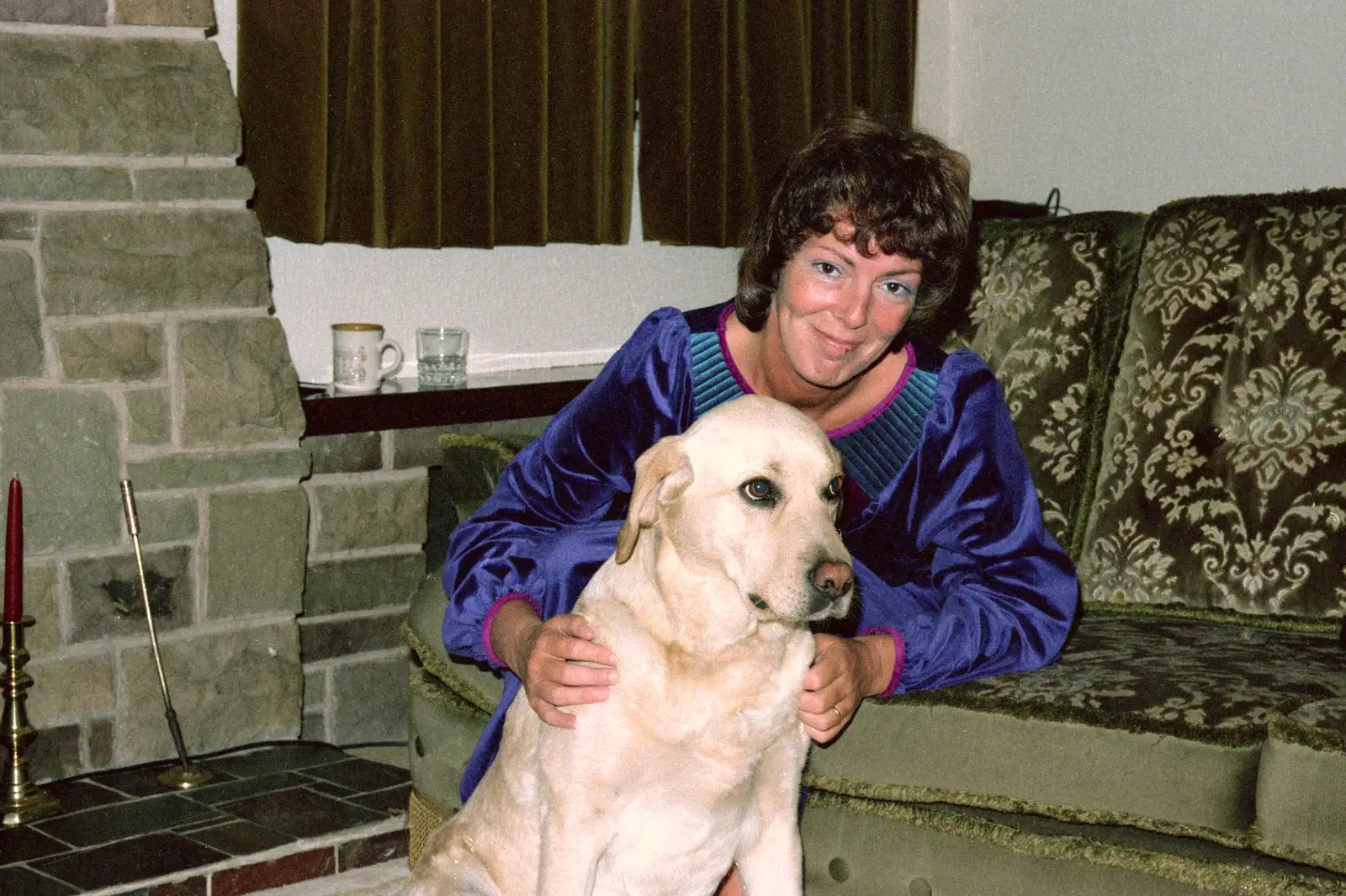 Brandy and Maureen in the lounge at Ryles Park Avenue, from Nosher Goes Windsurfing, Macclesfield, Cheshire - 12th July 1985