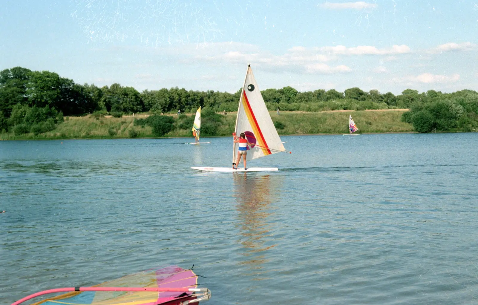 Maureen shows how it should be done, from Nosher Goes Windsurfing, Macclesfield, Cheshire - 12th July 1985