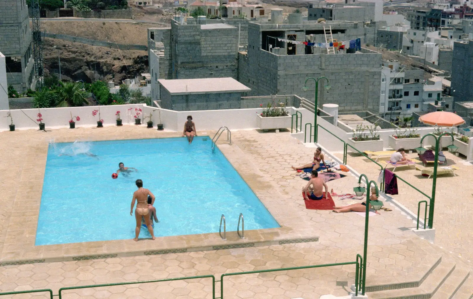 Swimming pool and building site, from A Holiday in Los Christianos, Tenerife - 14th July 1985