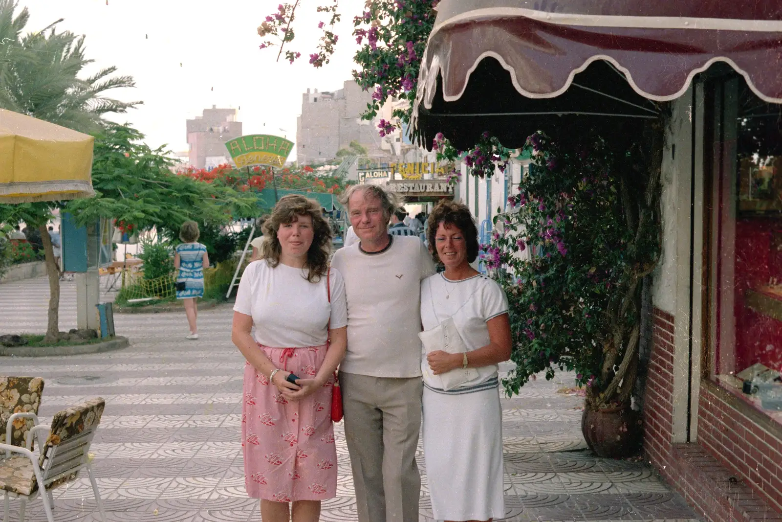 Sis, Dad and Maureen, from A Holiday in Los Christianos, Tenerife - 14th July 1985