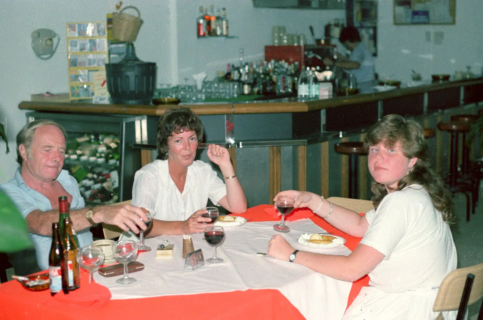 Dad, Maureen and Sis in a mountain restaurant, from A Holiday in Los Christianos, Tenerife - 14th July 1985
