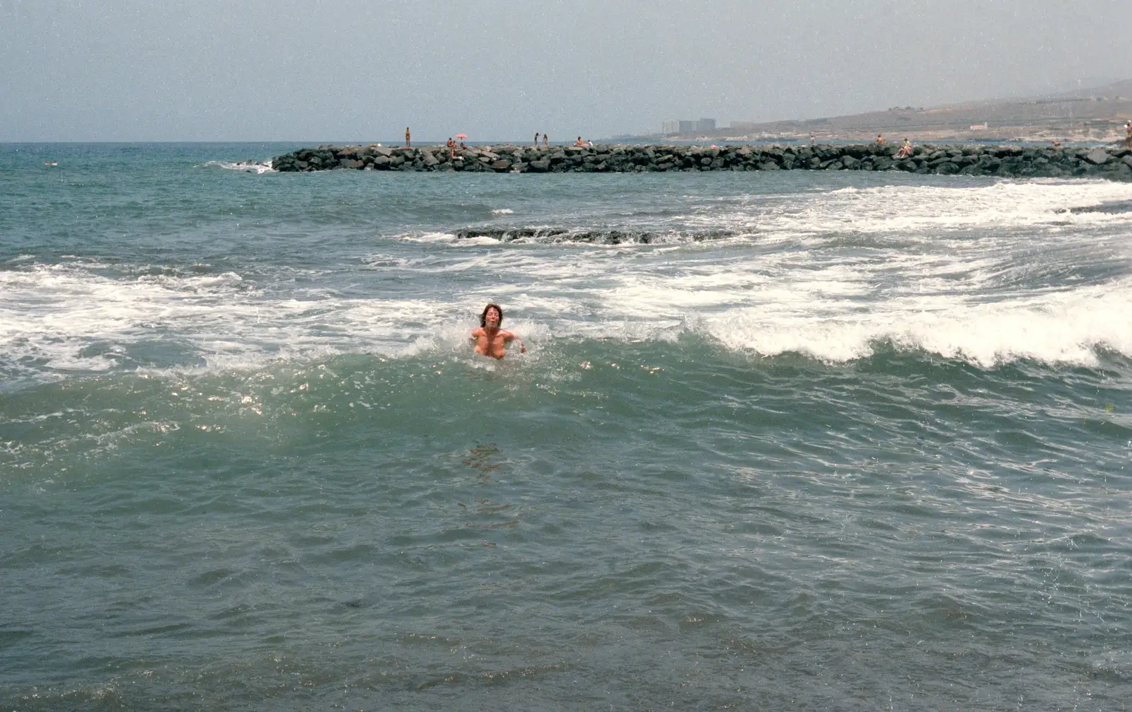 Maureen nearly gets swept away, from A Holiday in Los Christianos, Tenerife - 14th July 1985