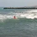 Maureen nearly gets swept away, A Holiday in Los Christianos, Tenerife - 14th July 1985