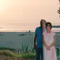 The Old Man and Maureen by a palm tree, A Holiday in Los Christianos, Tenerife - 14th July 1985