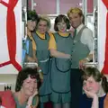 Maureen and Sis, and the in-flight crew, A Holiday in Los Christianos, Tenerife - 14th July 1985
