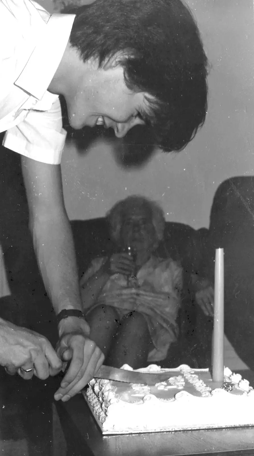 Phil cuts his birthday cake, from Phil's Birthday and Newlands Camping, Charmouth and Hordle, Dorset and Hampshire - 7th August 1985