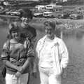 Anna, Phil and Carol by the river in Charmouth, Phil's Birthday and Newlands Camping, Charmouth and Hordle, Dorset and Hampshire - 7th August 1985