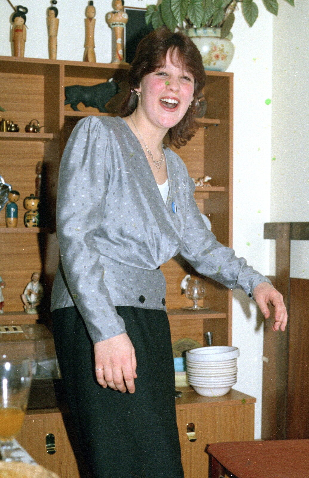 Clare has a laugh about something from A CB Radio Party, Stem Lane, New Milton, Hampshire - 20th August 1985