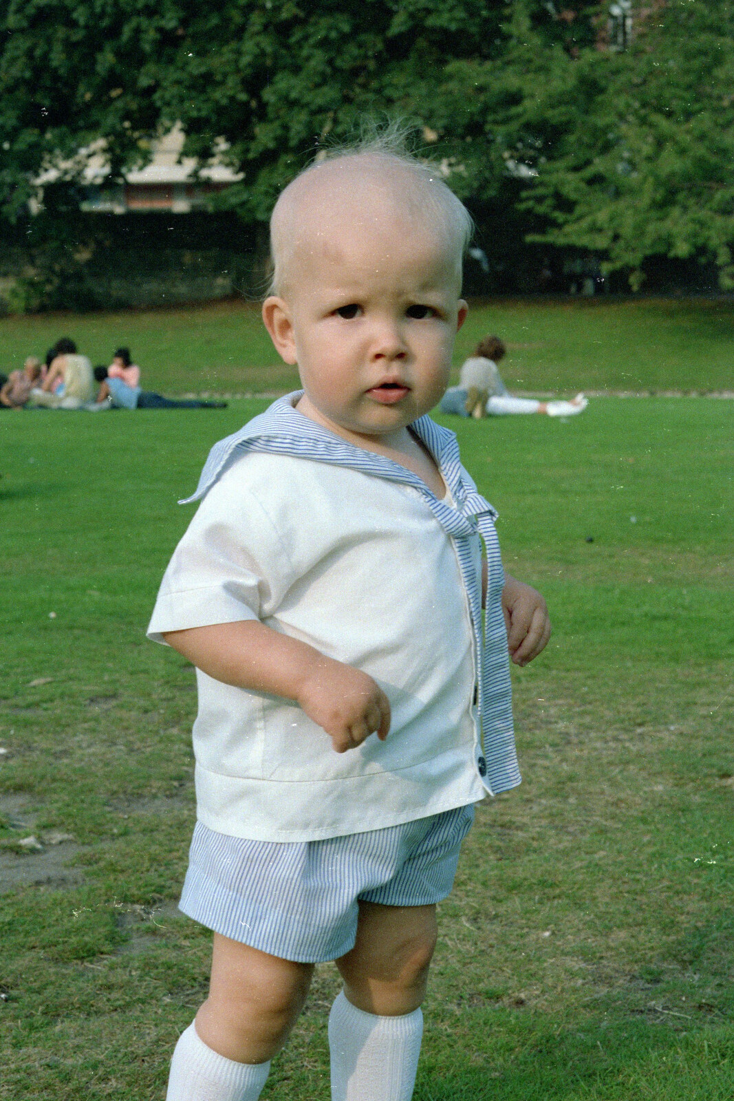 A sailor-suited sprog roams around in the park from The Last Day of Term, and Leaving New Milton, Hampshire - 18th September 1985