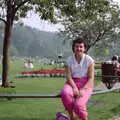 Liz sits on a fence in Bournemouth, The Last Day of Term, and Leaving New Milton, Hampshire - 18th September 1985