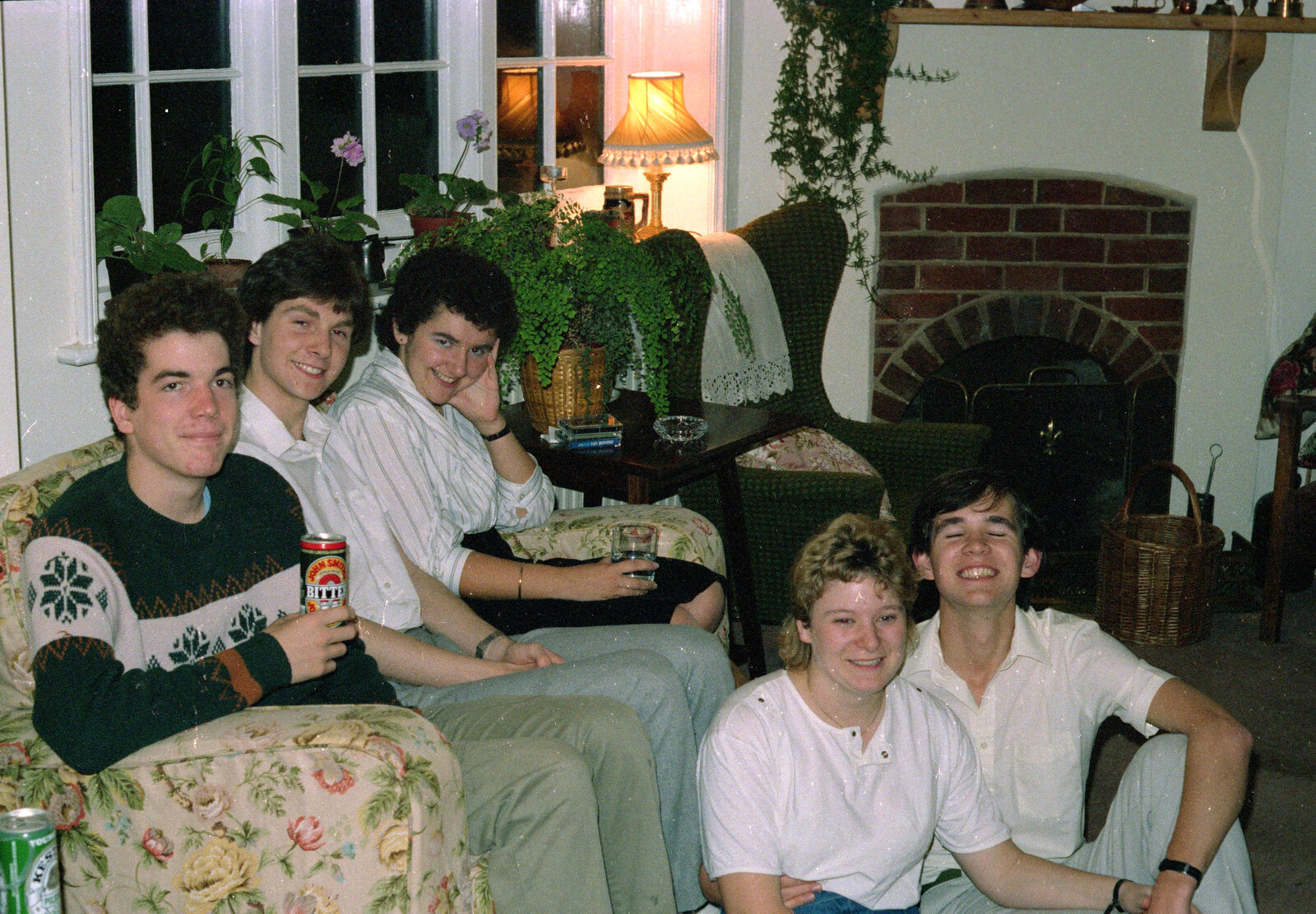 The gang in the lounge of Ford Cottage from The Last Day of Term, and Leaving New Milton, Hampshire - 18th September 1985