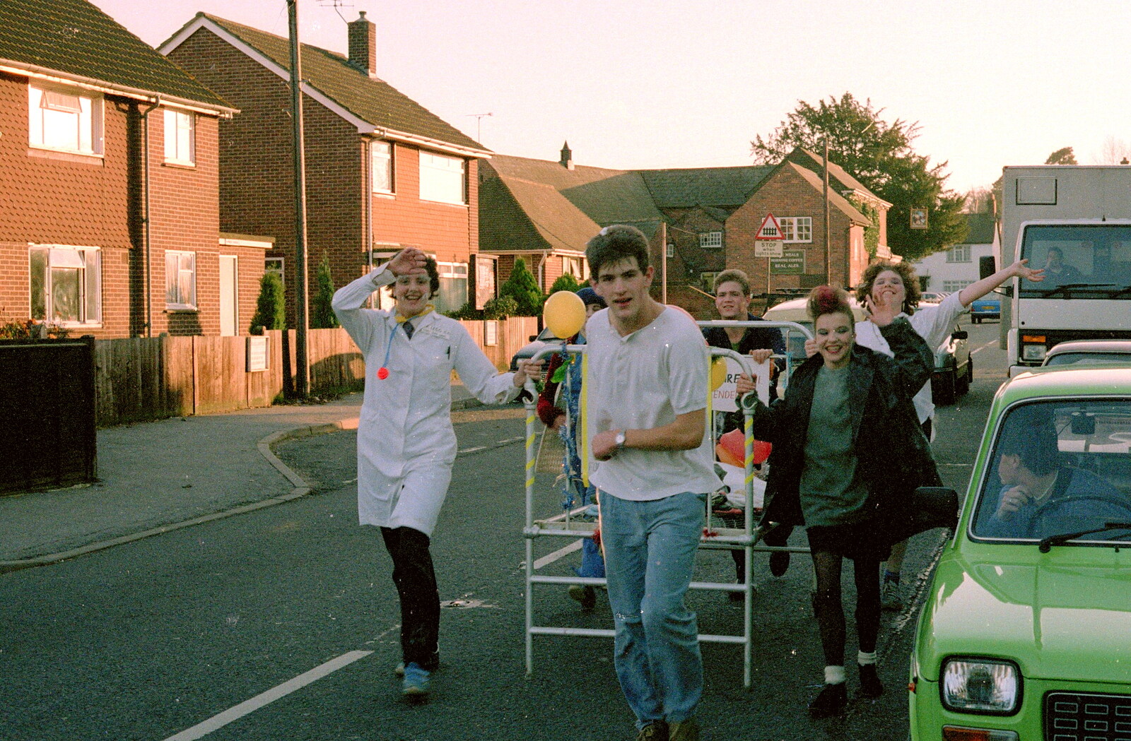 Sarah Durrant and Sis are on a bed push from The Last Day of Term, and Leaving New Milton, Hampshire - 18th September 1985