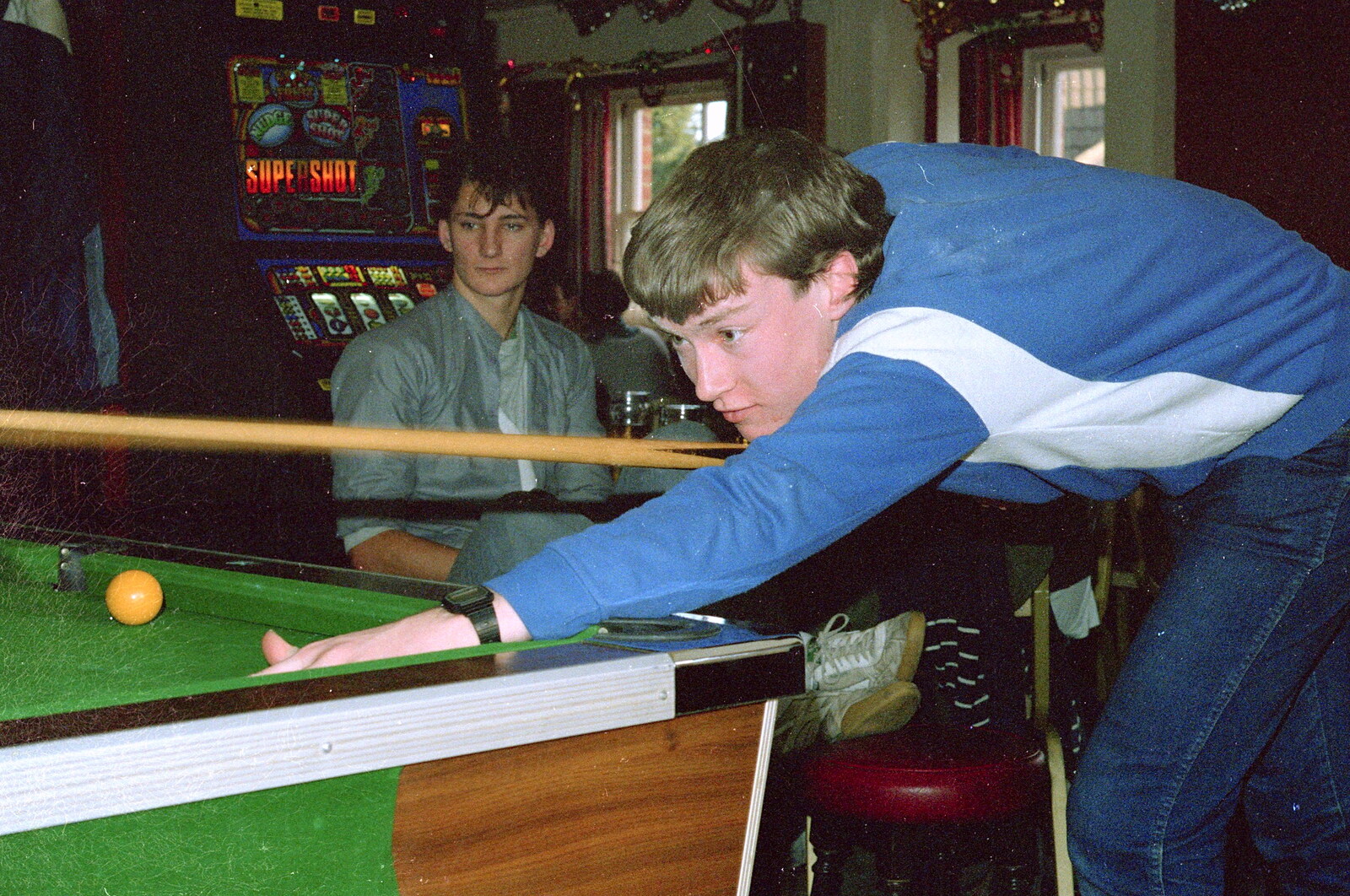 Andy Poppit plays a shot from The Last Day of Term, and Leaving New Milton, Hampshire - 18th September 1985