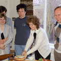 Berenice cuts the cake as Chris looks up, The Last Day of Term, and Leaving New Milton, Hampshire - 18th September 1985