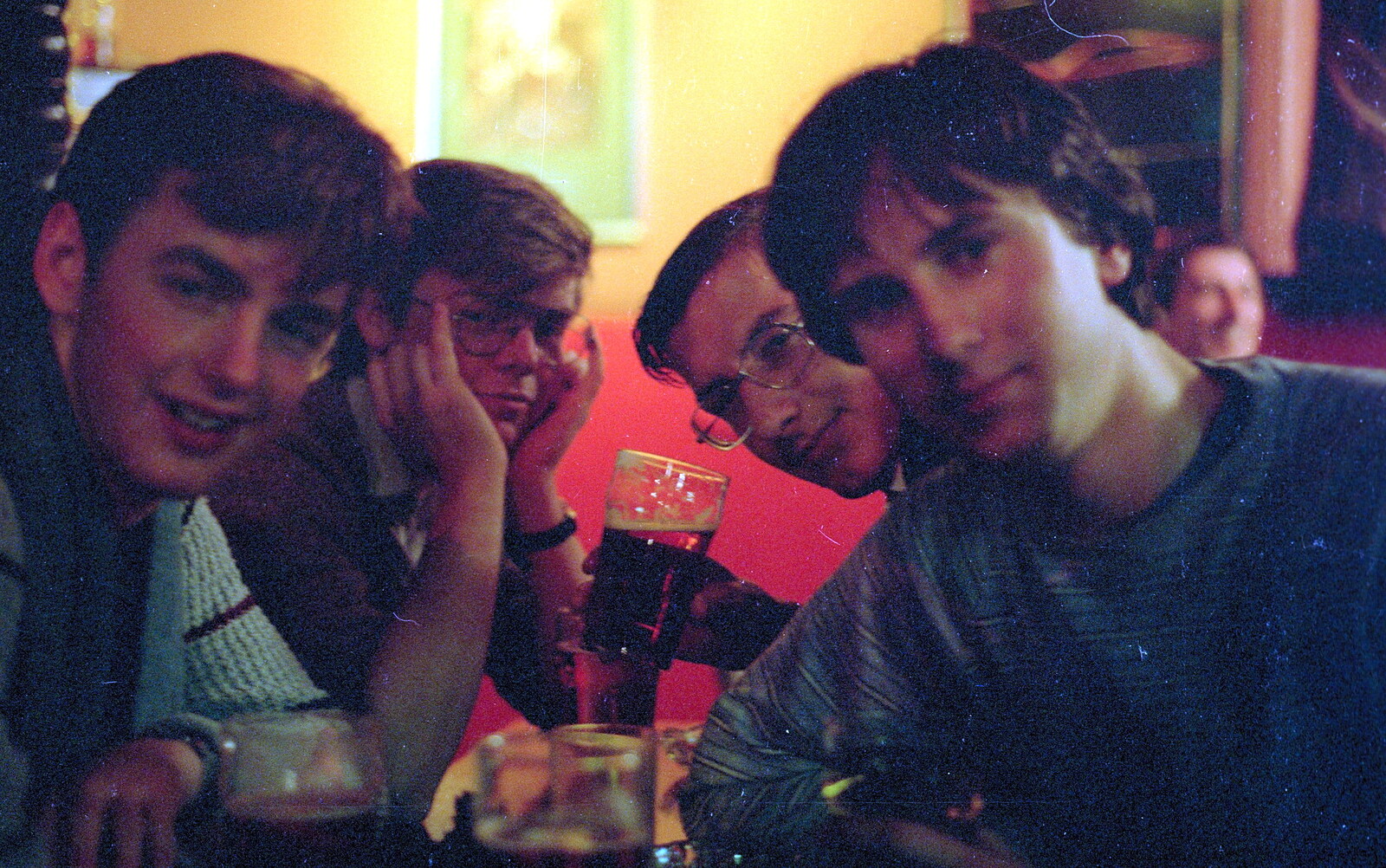 John, Dave, Andy and Riki in The Bank from Uni: First Weeks At Polytechnic, Umbrellas and a Visit From Liz, Plymouth - 26th September 1985