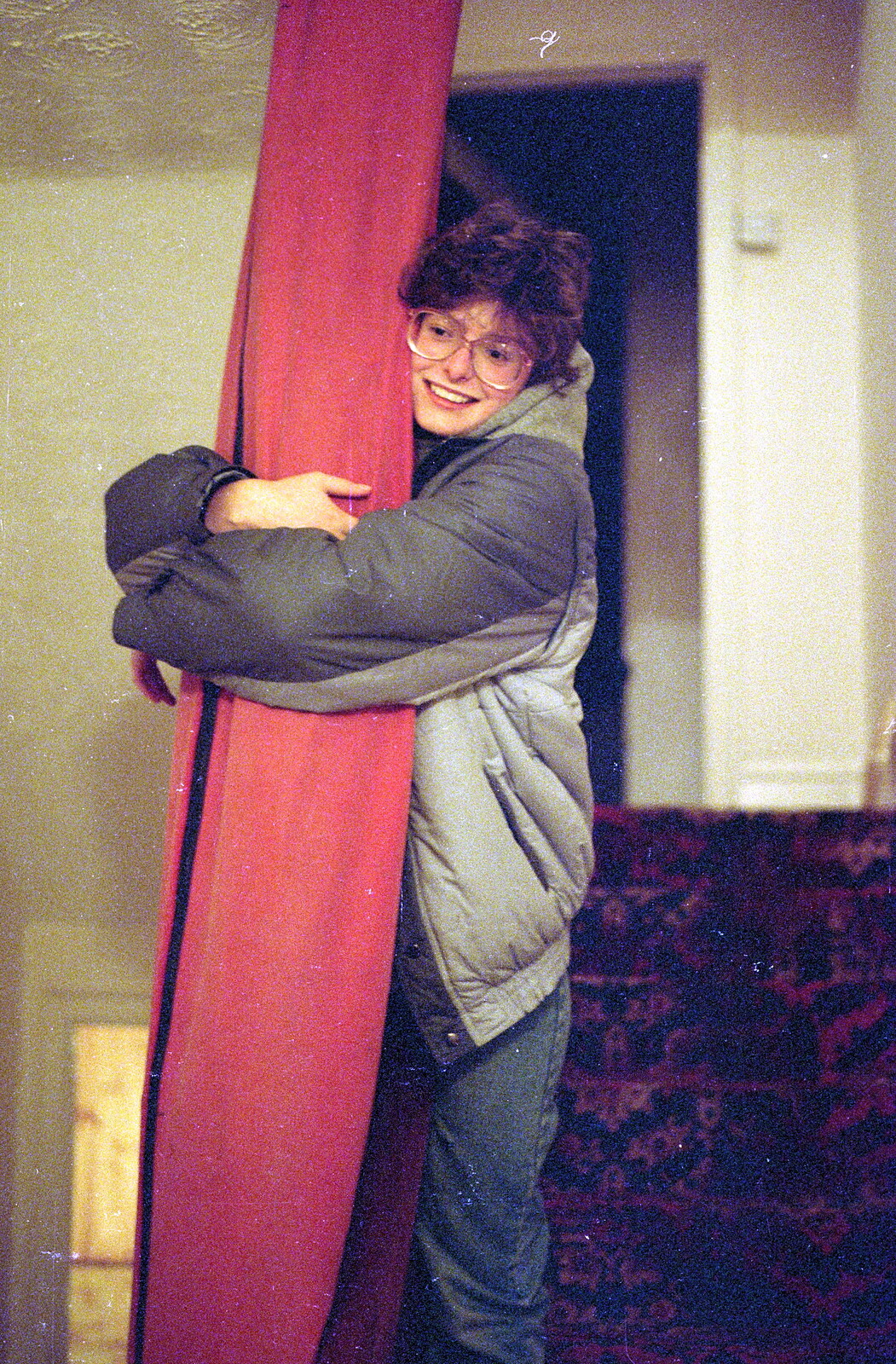 Barbara hugs James' hang glider from Uni: First Weeks At Polytechnic, Umbrellas and a Visit From Liz, Plymouth - 26th September 1985