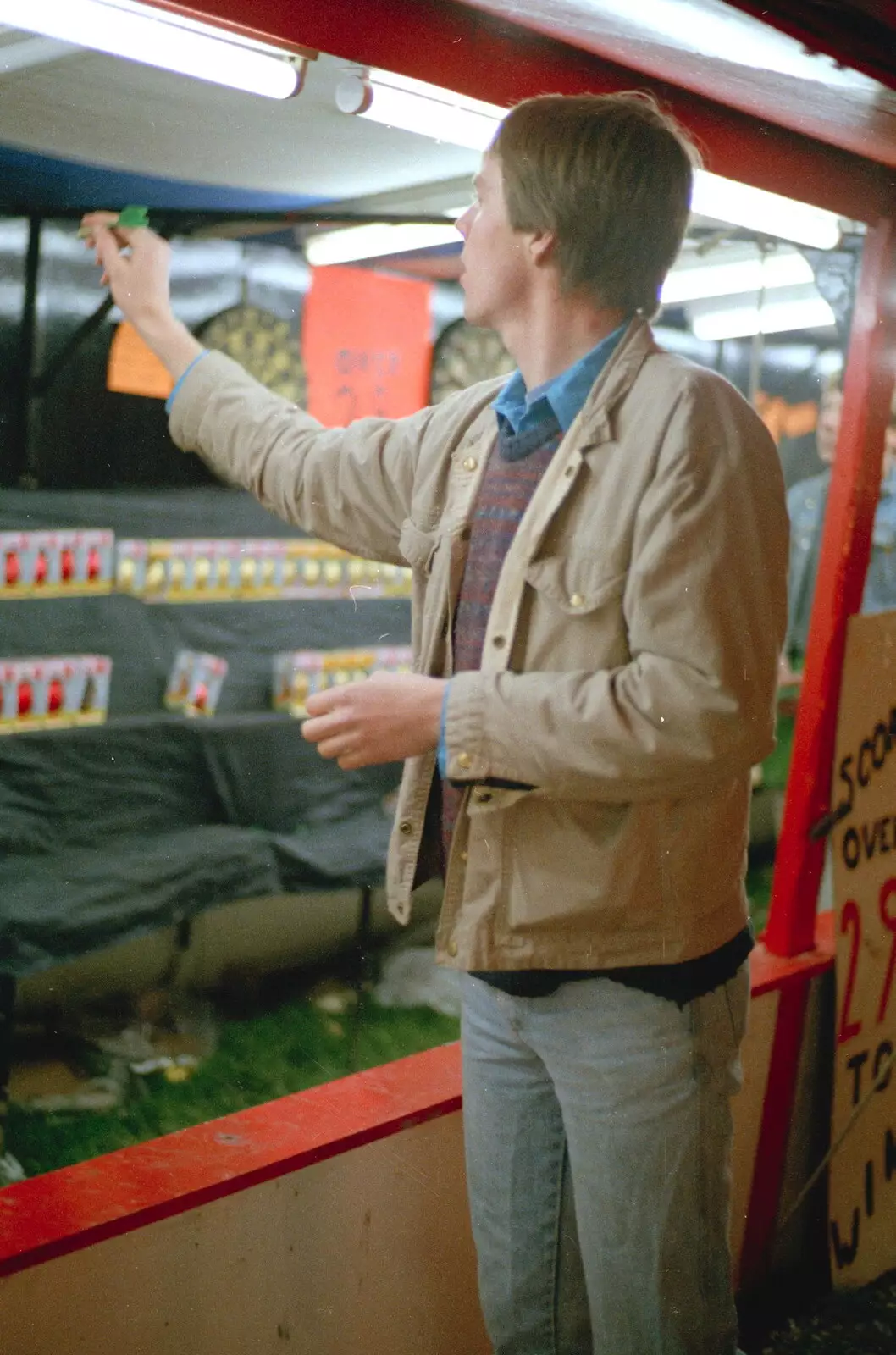 Malcolm throws a dart, from Uni: A Central Park Fair and City Street Life, Plymouth - 20th October 1985