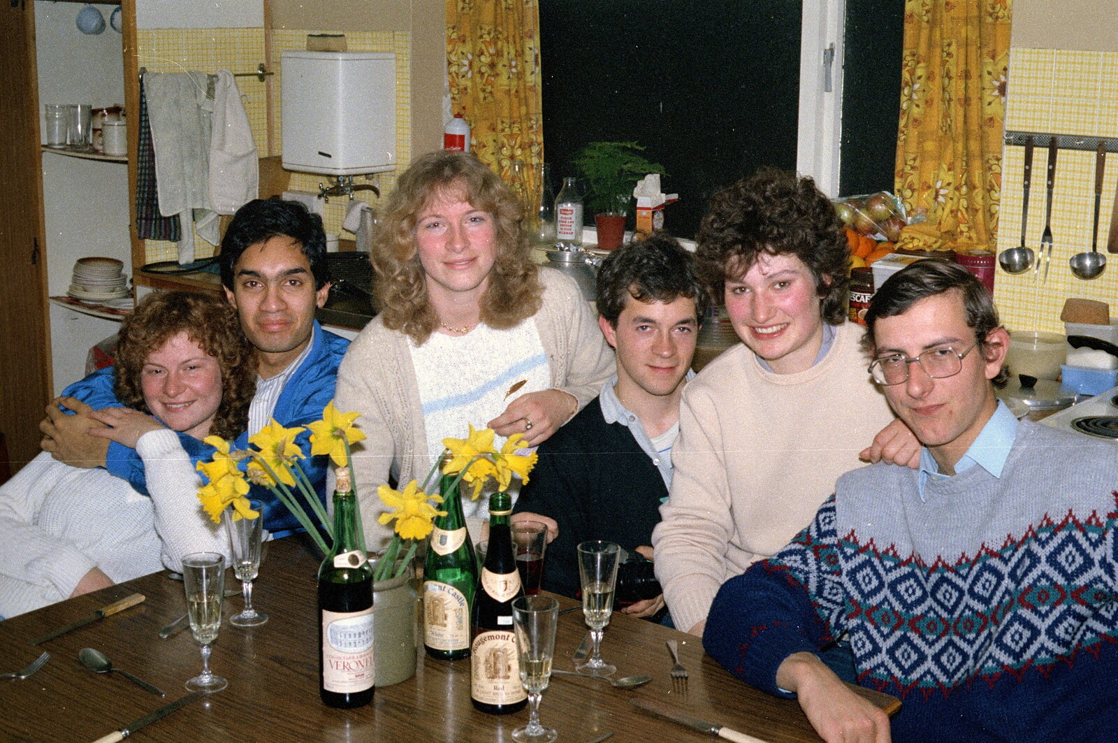 Unknown, Anand, Mary, Andy, Angela and Dobbs  from Uni: A Central Park Fair and City Street Life, Plymouth - 20th October 1985