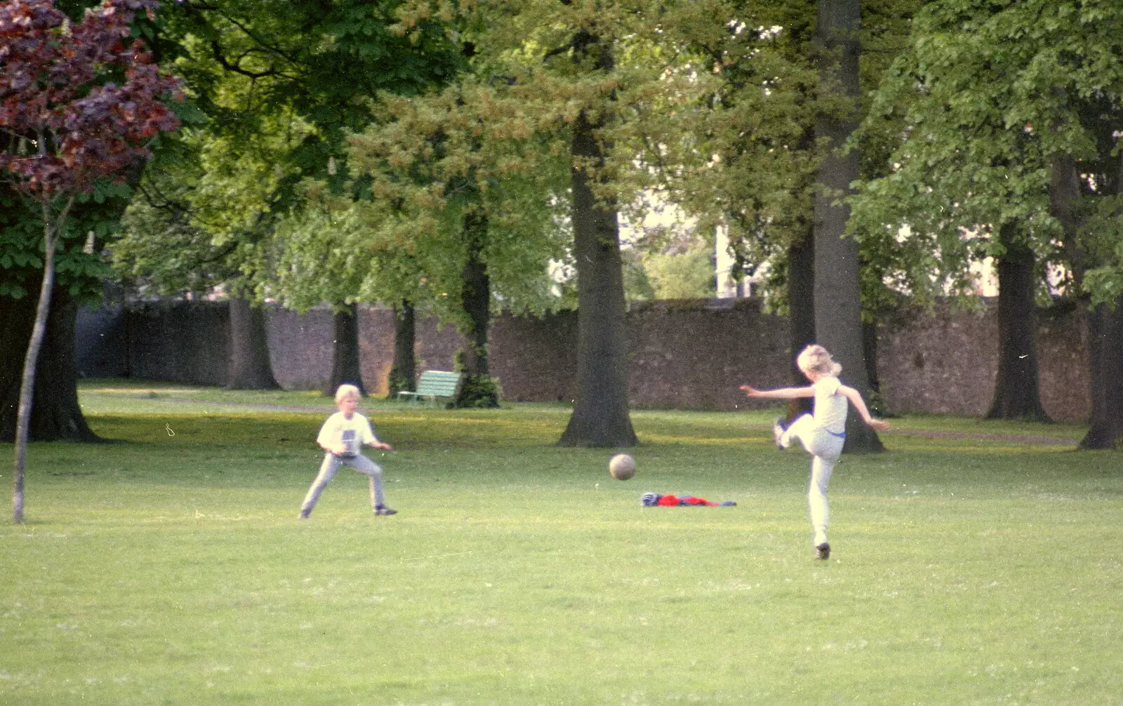 Footie in Beaumont Park, from Uni: A Central Park Fair and City Street Life, Plymouth - 20th October 1985