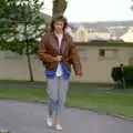 Alison Flemming walks through Beaumont Park, Uni: A Central Park Fair and City Street Life, Plymouth - 20th October 1985