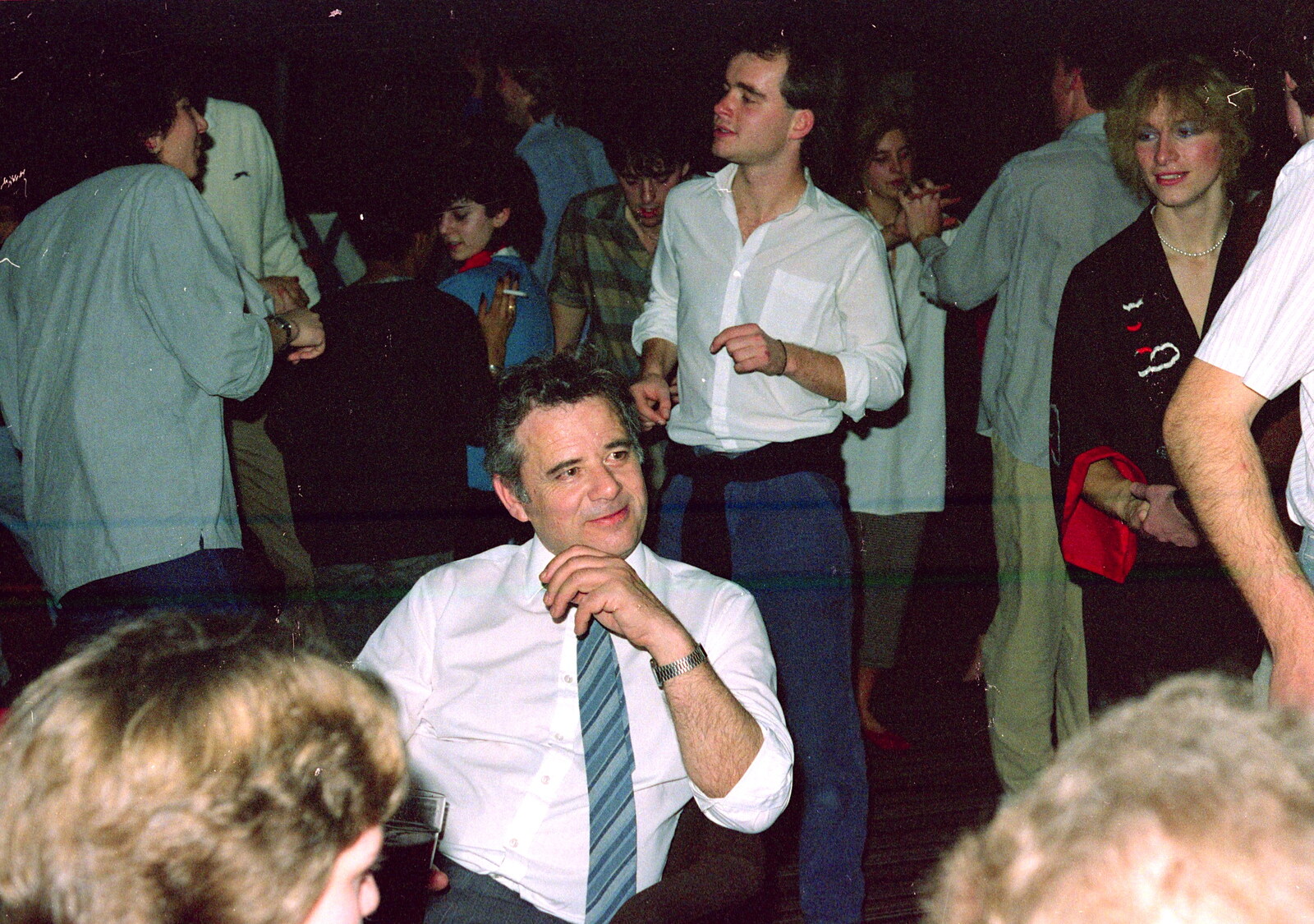 Brian Smith, lecturer, sits back from Uni: The Fly Christmas Party and BABS Panto, Plymouth Polytechnic, Devon - December 11th 1985