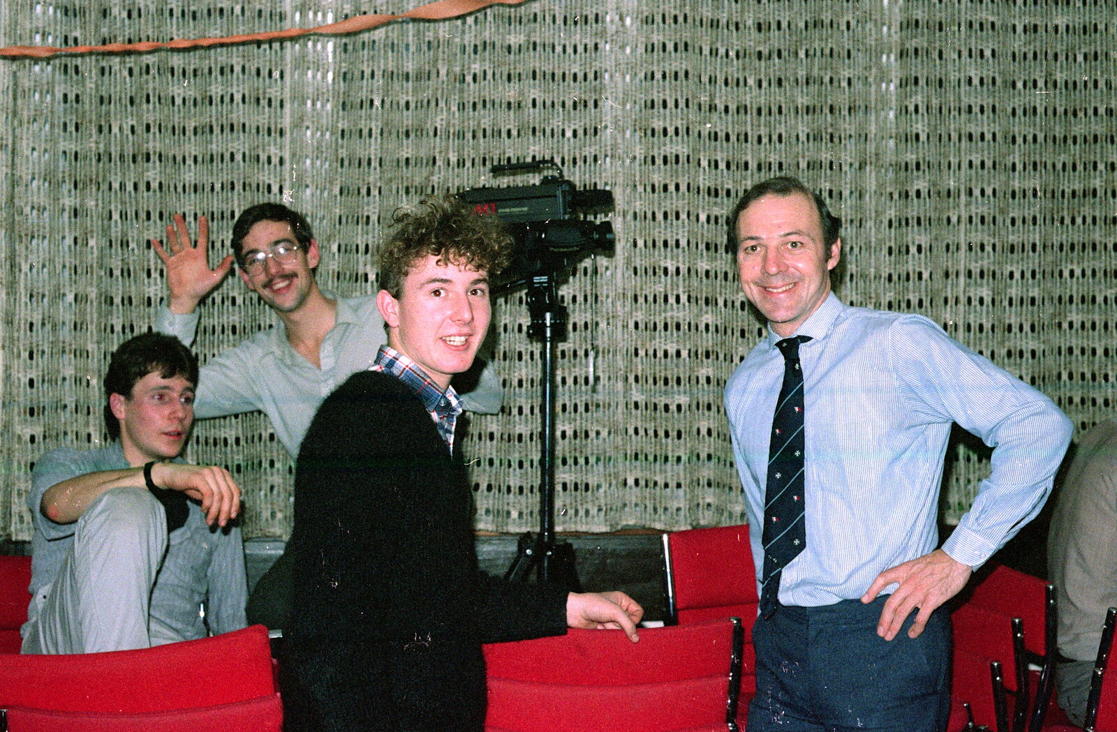 The dudes from Students' Union TV (SUTV) from Uni: The Fly Christmas Party and BABS Panto, Plymouth Polytechnic, Devon - December 11th 1985