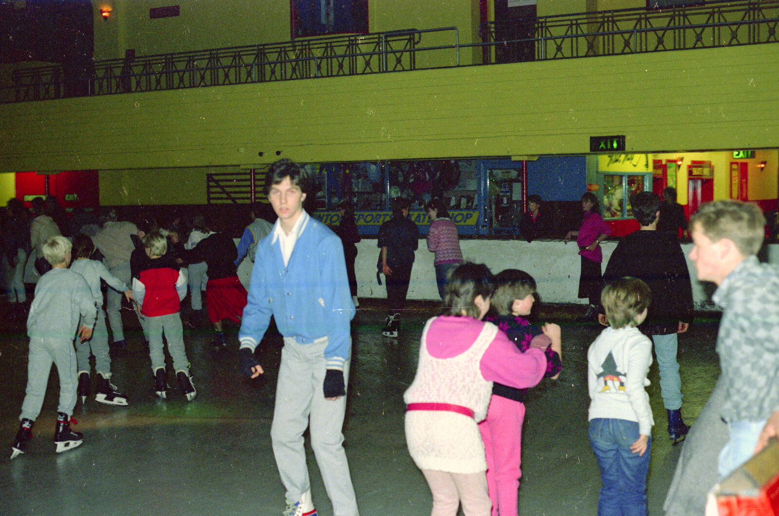Sean skates around Westover Ice Rink from Uni: The Fly Christmas Party and BABS Panto, Plymouth Polytechnic, Devon - December 11th 1985