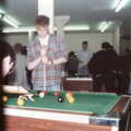 Dave Lock cues up in the SU games room, Uni: The Fly Christmas Party and BABS Panto, Plymouth Polytechnic, Devon - December 11th 1985