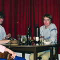 Barbara, James and Malcolm eat dinner, Uni: Beaumont Street Decorations and Water Fight, Plymouth - 14th December 1985