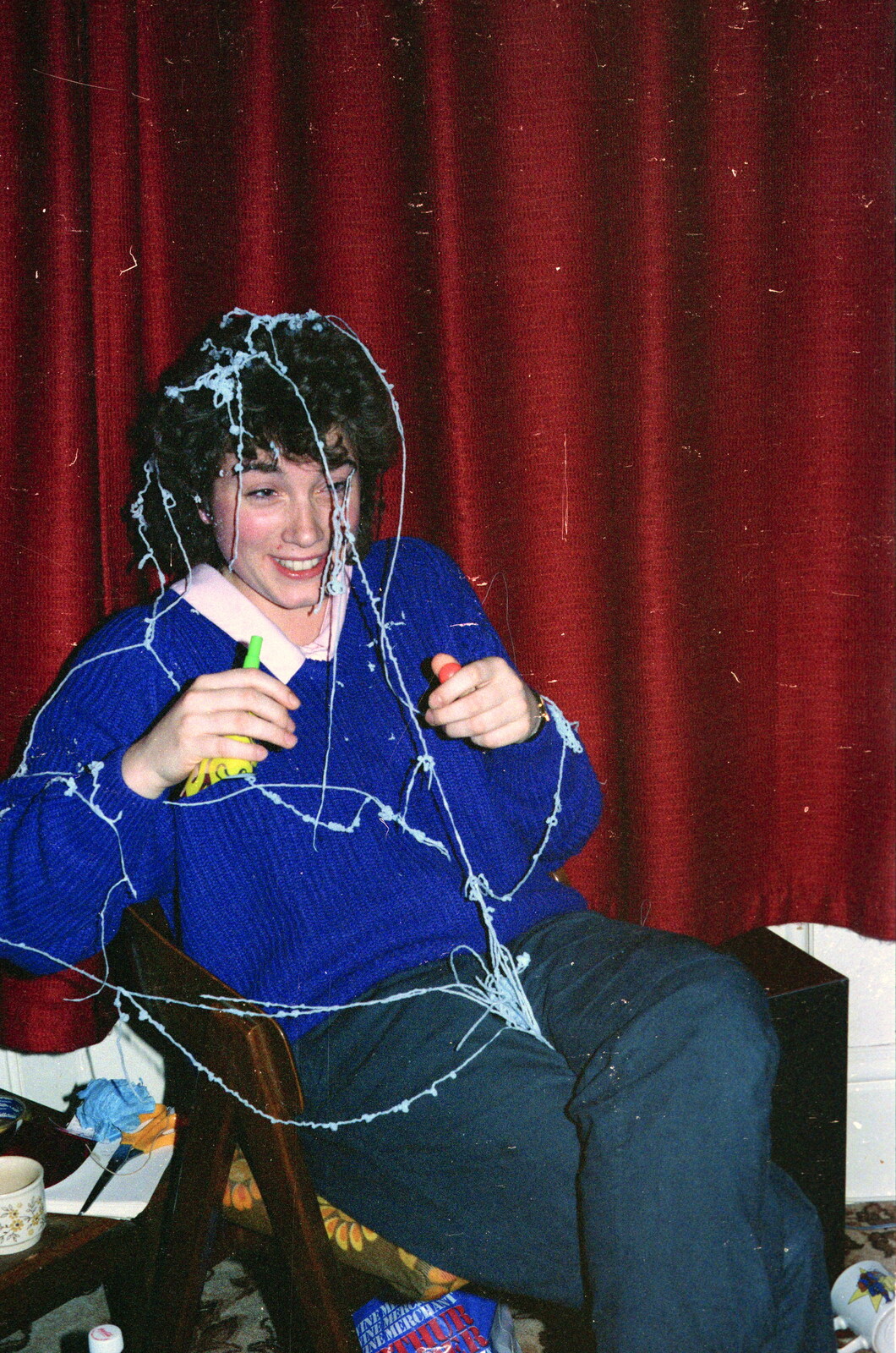 A bit of a silly-string moment from Uni: BABS Christmas Ball and a Beaumont Street Party, Plymouth - 16th December 1985