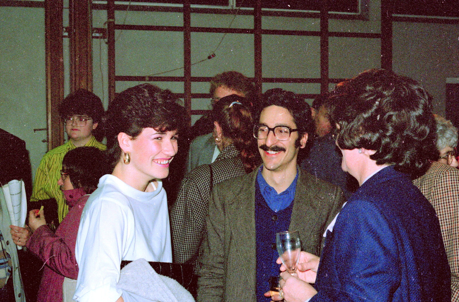 Sandra chats to Mr. C-P from Brockenhurst College Presentation and Christmas, Hampshire - 19th December 1985