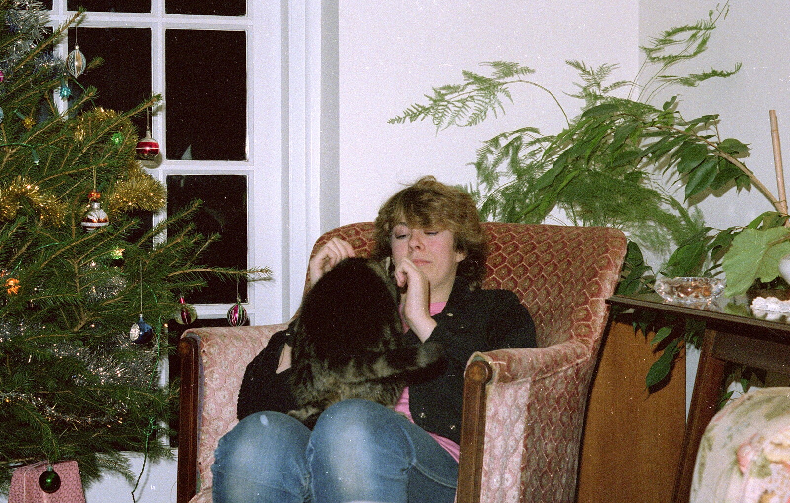 Helen Marsh gets Florence on her lap from Brockenhurst College Presentation and Christmas, Hampshire - 19th December 1985