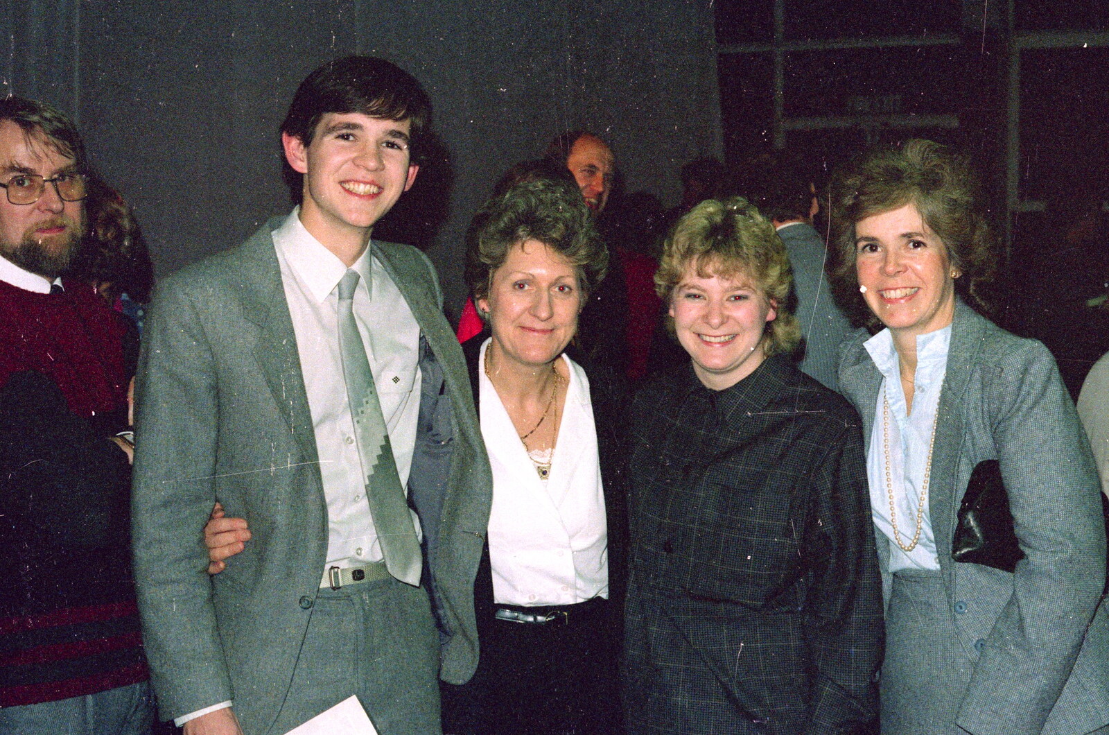 Phil, Anna and their mothers from Brockenhurst College Presentation and Christmas, Hampshire - 19th December 1985
