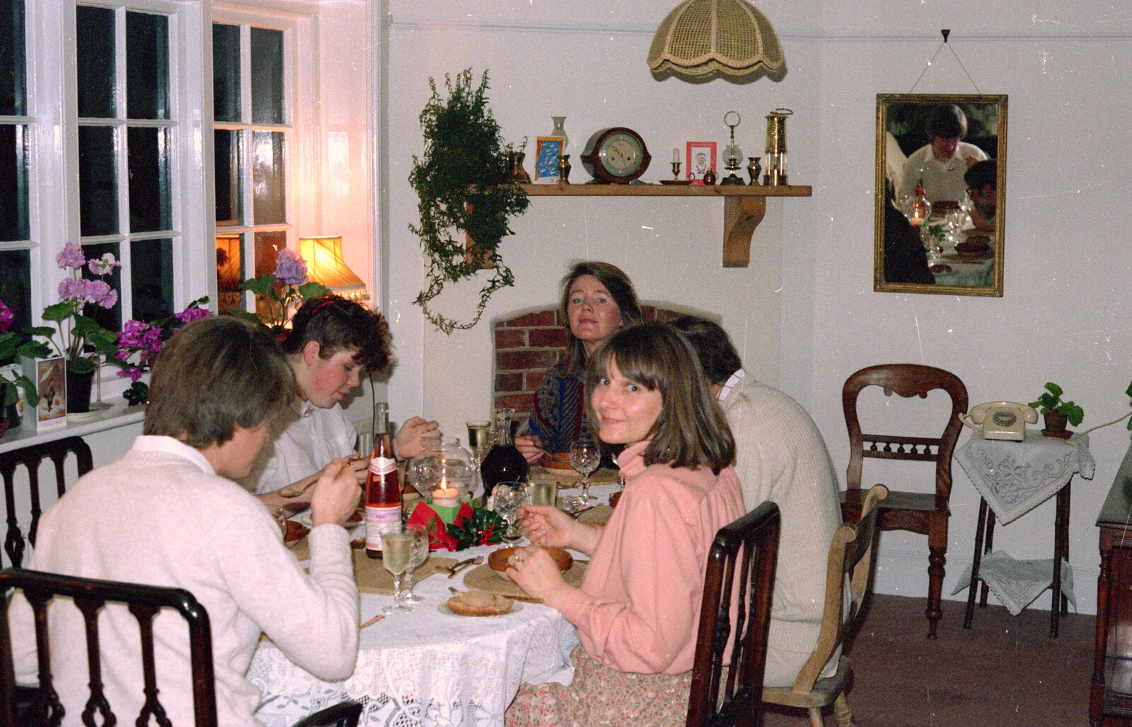Pre-Christmas dinner in the dining room from Ford Cottage Pre-Christmas, Barton on Sea, Hampshire - 19th December 1985