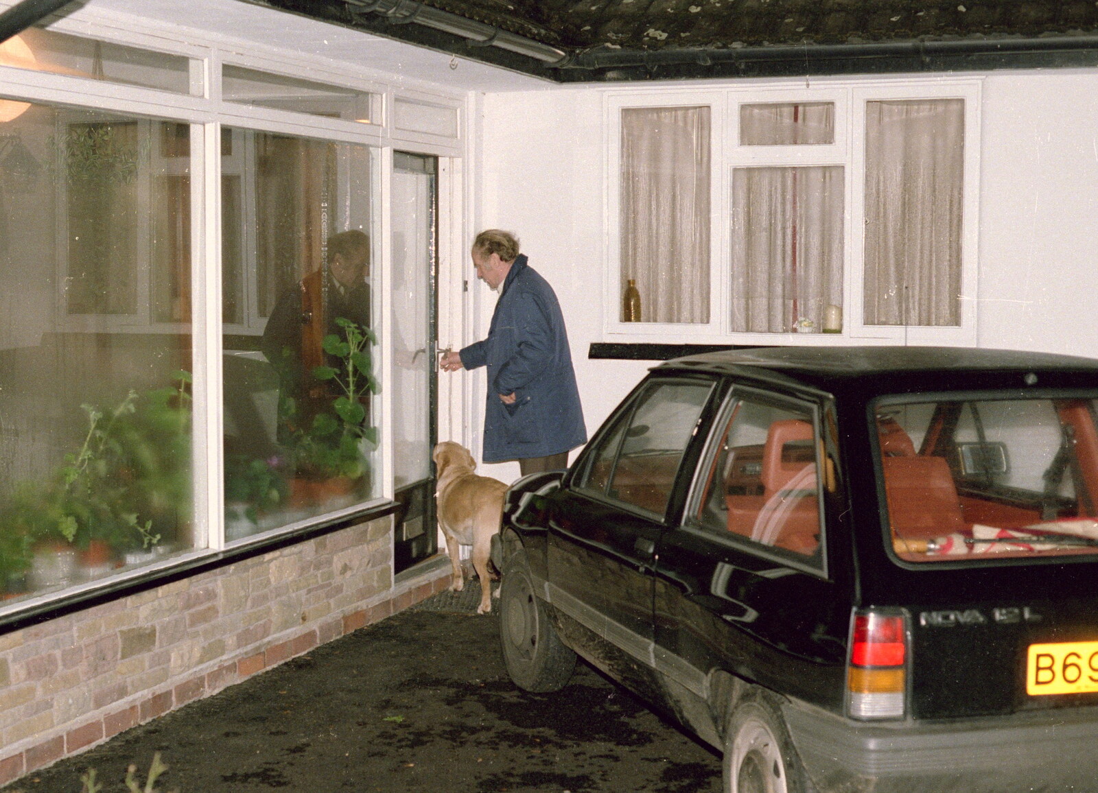The Old Chap opens the front door from Christmas in Macclesfield and Wetherby, Cheshire  and Yorkshire - 25th December 1985
