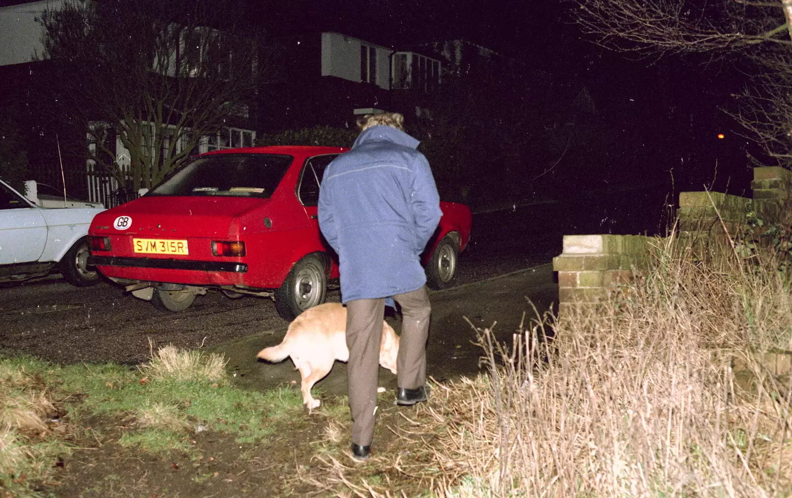 The Old Chap takes Brandy for a walk, from Christmas in Macclesfield and Wetherby, Cheshire  and Yorkshire - 25th December 1985