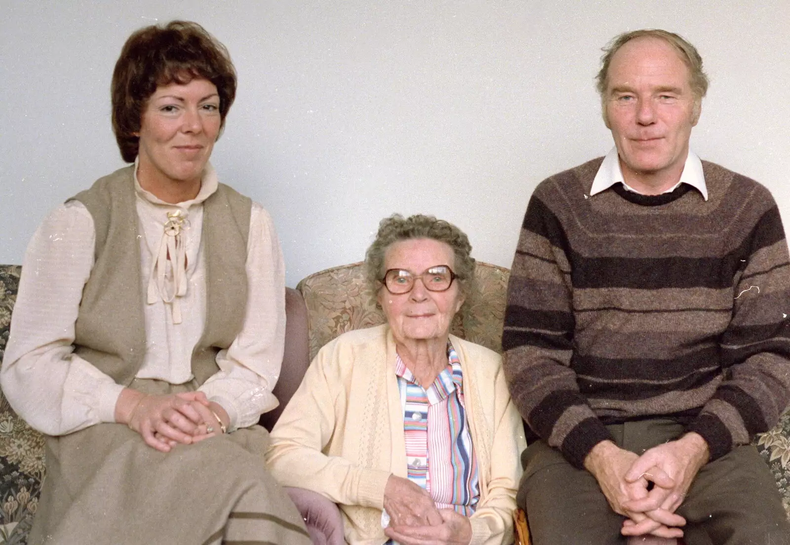 Maureen, with the Old Chap and his mother, from Christmas in Macclesfield and Wetherby, Cheshire  and Yorkshire - 25th December 1985